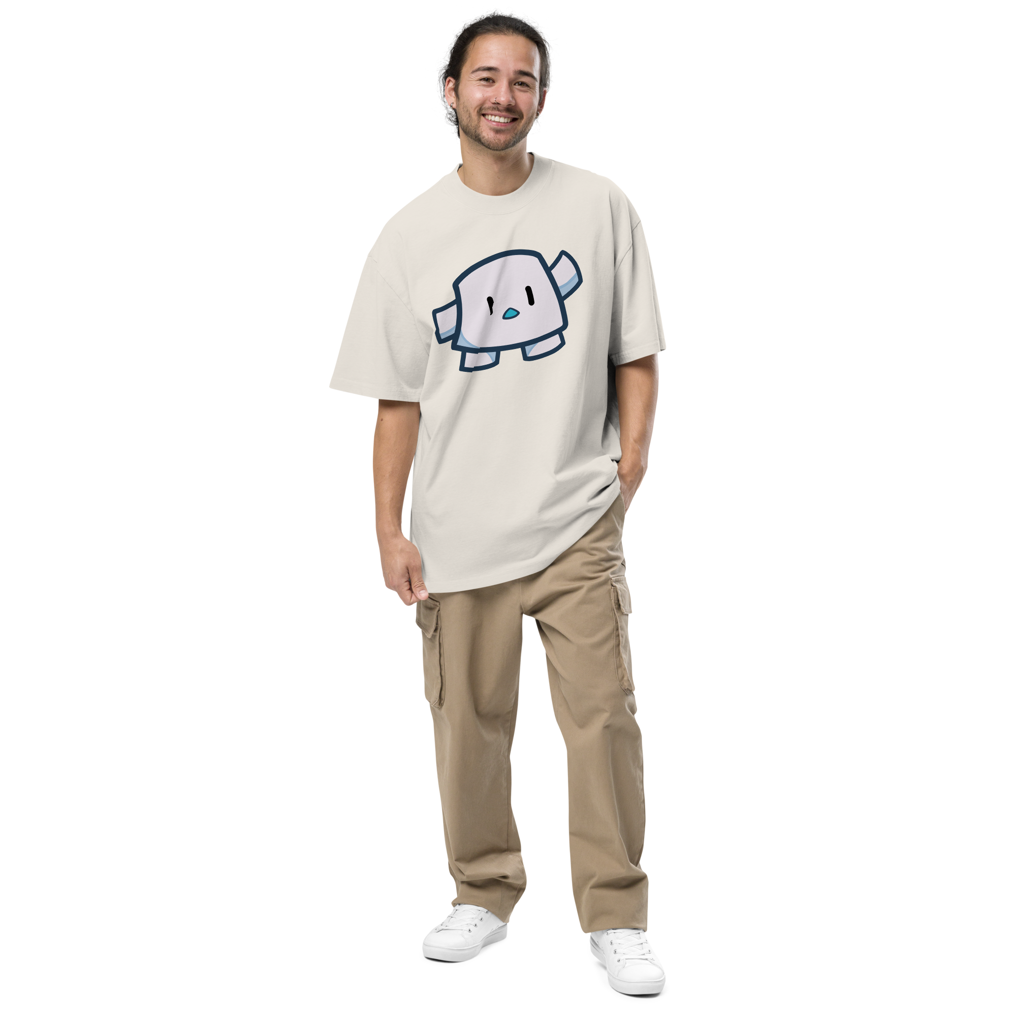 Pengmellow Wave Printed Oversized Faded T-shirt - Unisex