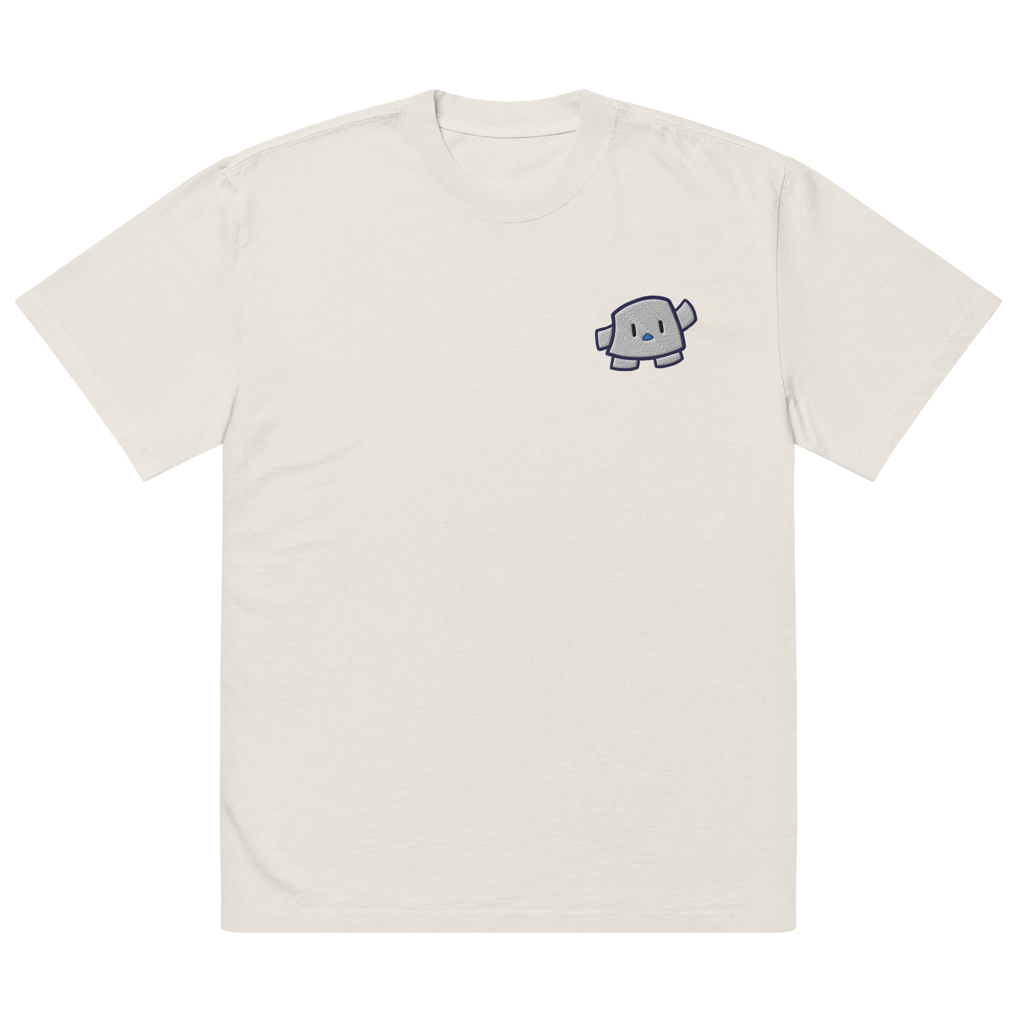 Pengmellow Wave Embroidered Oversized Faded T-Shirt - Unisex