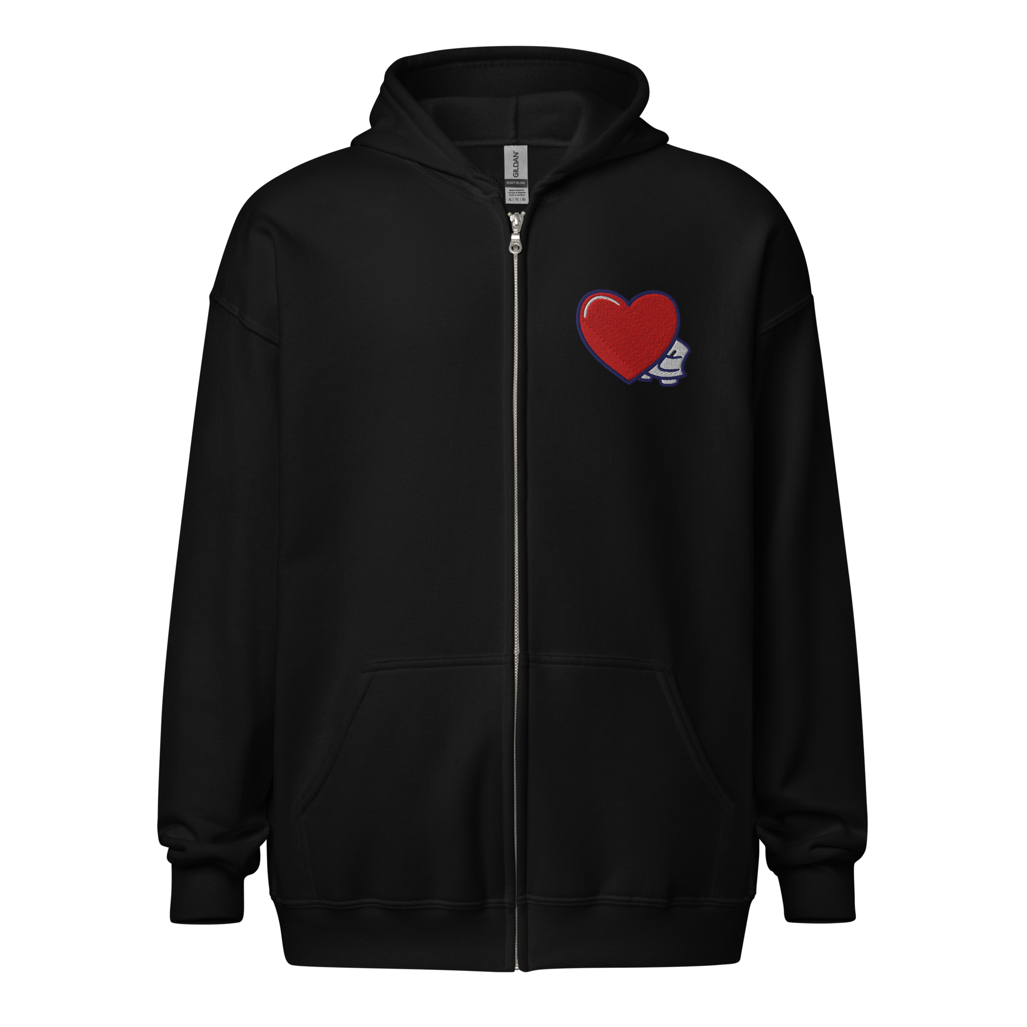 Pengmellow's Big Heart Embroidered Zip Hoodie - Unisex