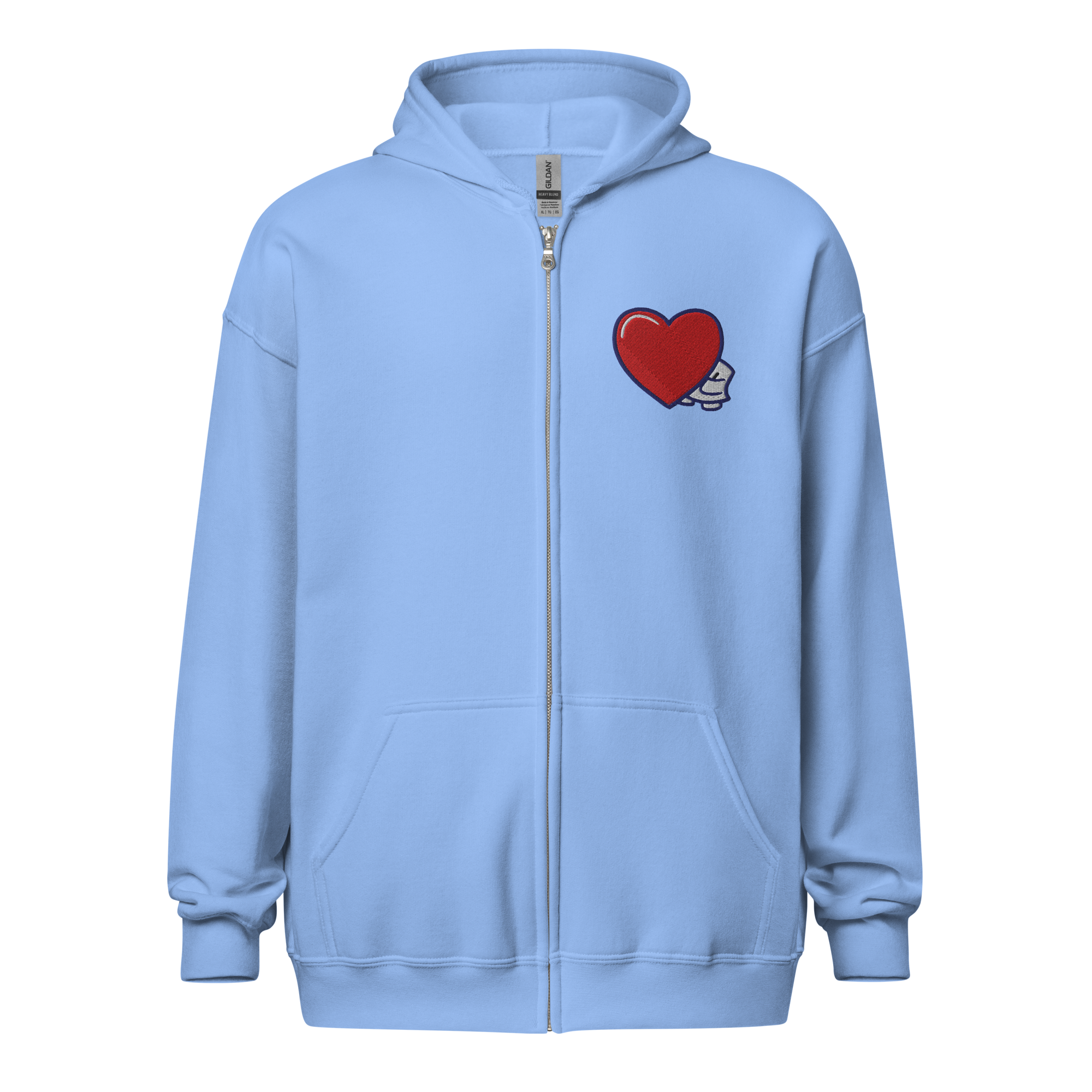 Pengmellow's Big Heart Embroidered Zip Hoodie - Unisex