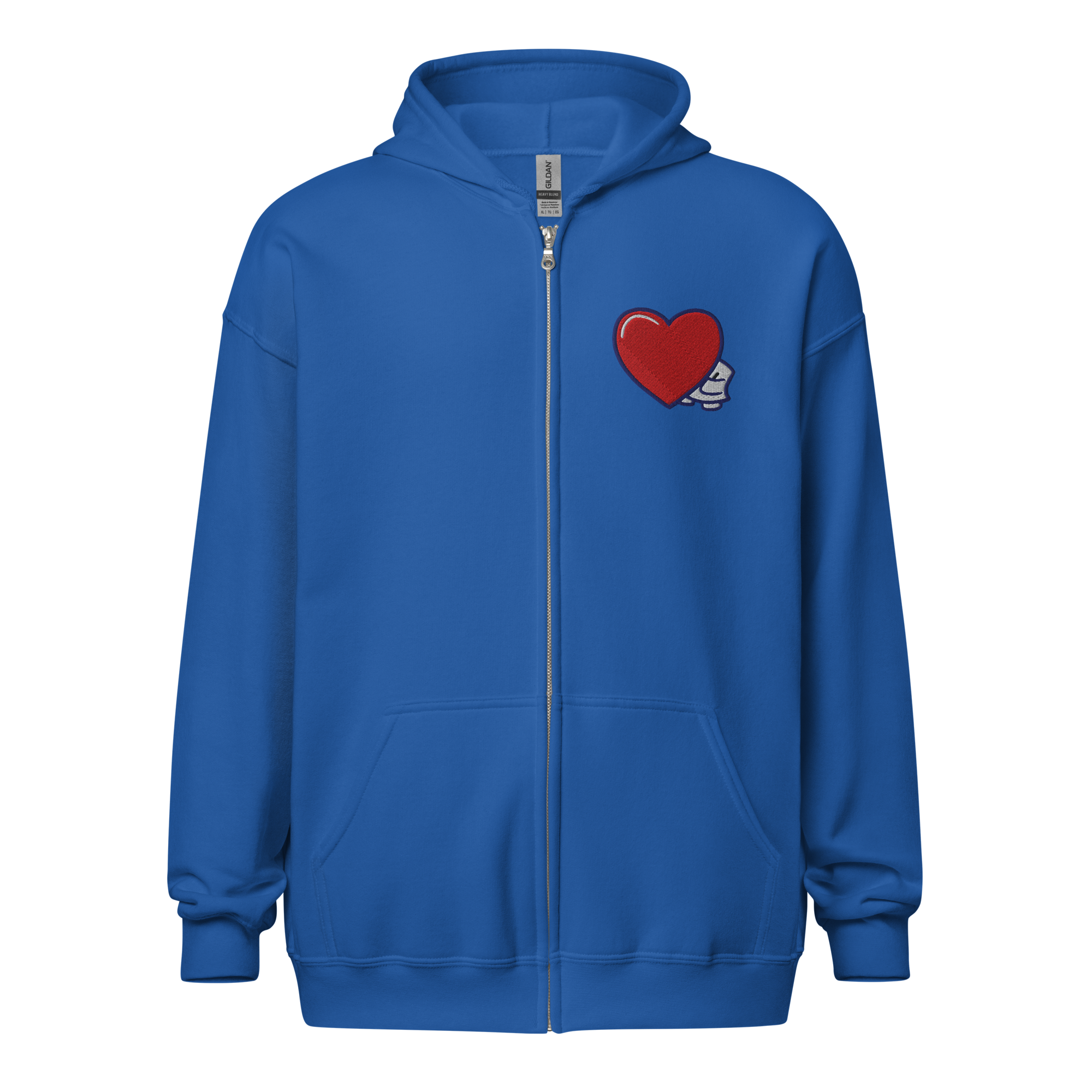 Pengmellow's Big Heart Embroidered Zip Hoodie - Unisex
