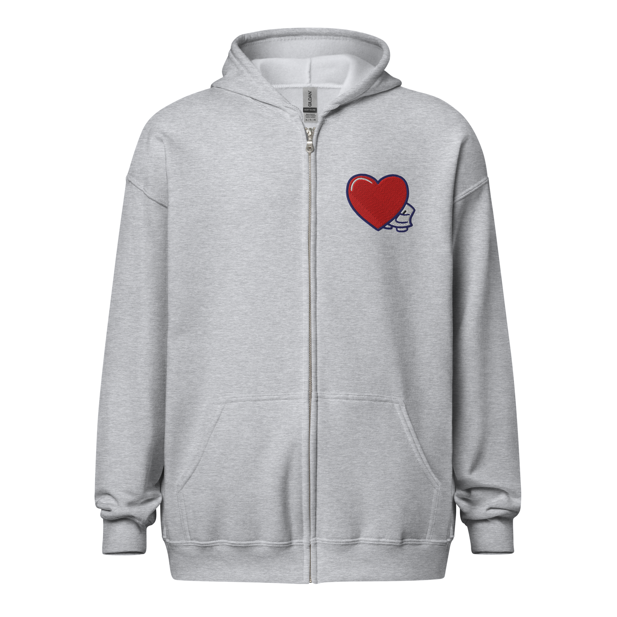 Pengmellow's Big Heart Embroidered Zip Hoodie - Unisex