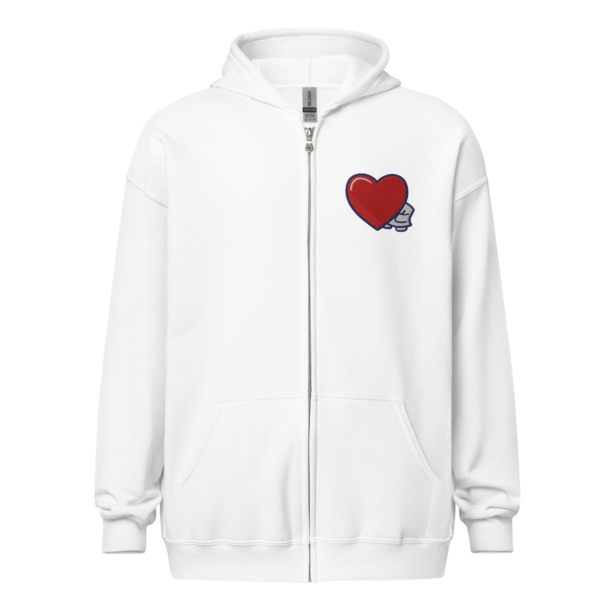 Pengmellow's Big Heart Embroidered Zip Hoodie - Unisex